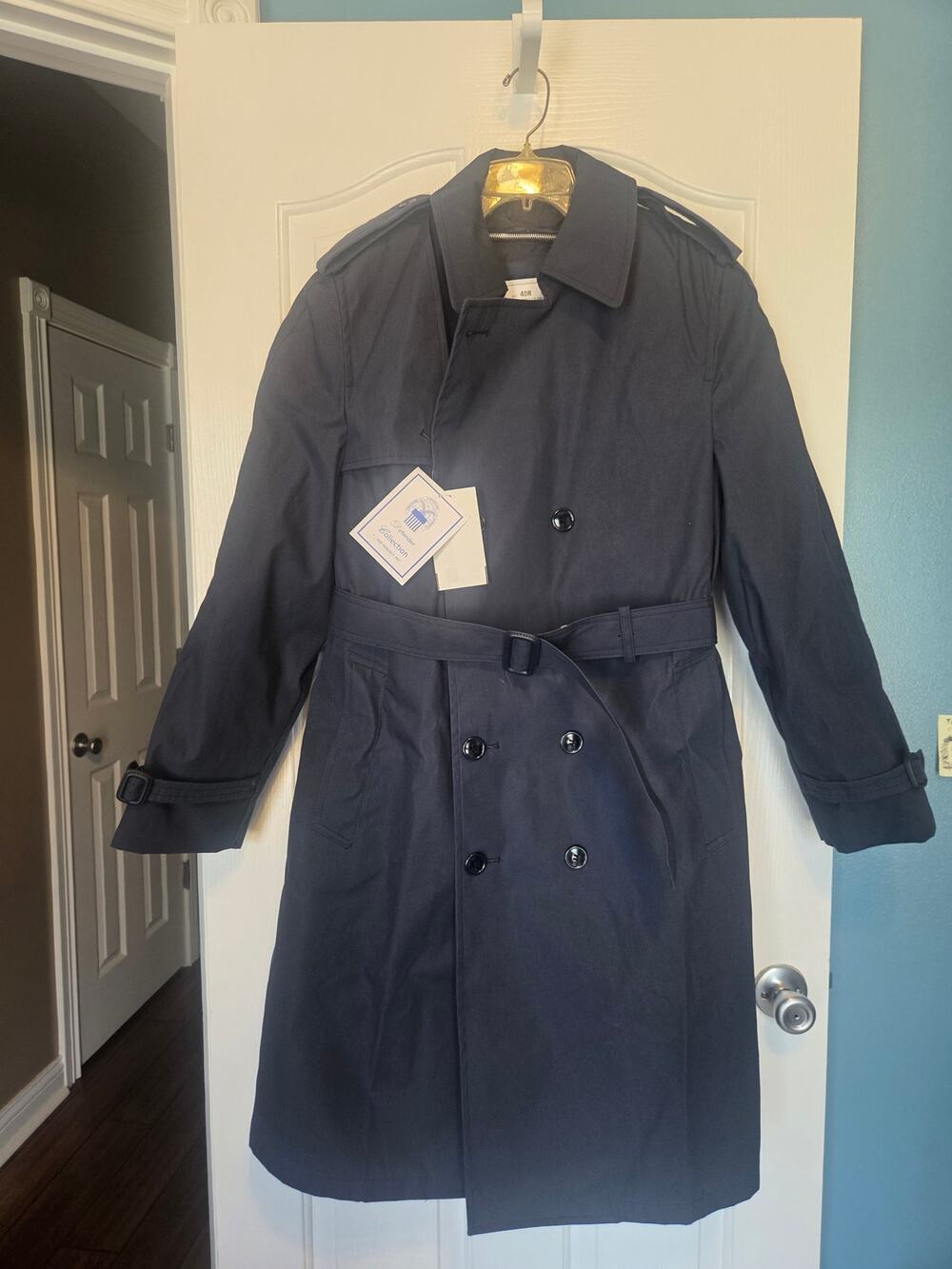 Military Air Force Defense Logistics Agency Men’s All Weather Coat Navy Blue 40S